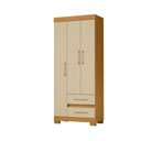 Ver imagem 2 de Guarda-Roupa Solteiro 3 Portas 2 Gavetas com Pés Saint Off White/Carvalho Americano