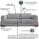 Ver imagem 3 de Sofa Jolie 3 Lugares 220cm Pes Boomerang Linho 214 Cinza Ezz