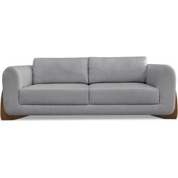 Sofa Jolie 3 Lugares 220cm Pes Boomerang Linho 214 Cinza Ezz - 7