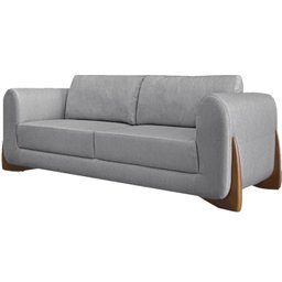 Sofa Jolie 3 Lugares 220cm Pes Boomerang Linho 214 Cinza Ezz - 1