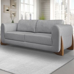 Sofa Jolie 3 Lugares 220cm Pes Boomerang Linho 214 Cinza Ezz - 2