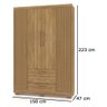 Guarda Roupa Casal Espanha 1,50m 4 Portas 3 Gavetas Cor Nature e Brisa - Vila Rica - 4