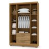 Guarda Roupa Casal Espanha 1,50m 4 Portas 3 Gavetas Cor Nature e Brisa - Vila Rica - 5