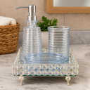 Ver imagem 2 de Kit Lavabo Banheiro Saboneteira Líquida Bandeja Cristal Luxo