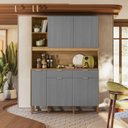 Ver imagem 6 de Cozinha Compacta 5 Portas 2 Gavetas 144,7cm Flora Cinza Freijó/Gris Cinza