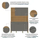 Ver imagem 5 de Cozinha Compacta 5 Portas 2 Gavetas 144,7cm Flora Cinza Freijó/Gris Cinza
