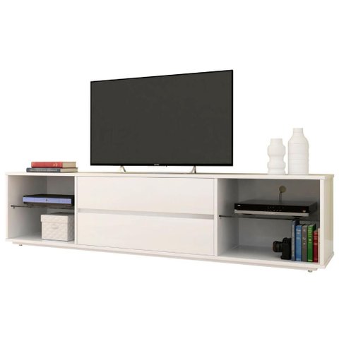 Rack Mogeiro 2 Gavetas Cor Laca Branco 200 Cm - 58357