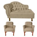 Ver imagem 1 de Kit Divã Recamier Sofá Imperial 120 Cm + 2 Poltronas Suede:capuccino