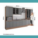 Ver imagem 3 de Cozinha Completa com Balcão Milla Uptown 17 Portas 3 Gavetas 380cm Nogal com Cinza Titânio Móveis