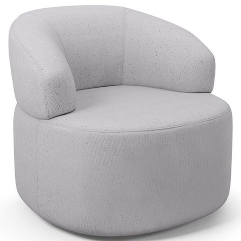 Poltrona Giratória Orgânica para Sala de Estar Living Helena L02 Linho Cinza - Lyam Decor