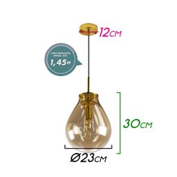 Pendente Bella Caju Bronze e Conhaque 21.5x29.5cm E14 40w RZ001ES - 3