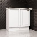 Ver imagem 1 de Balcão Canto Reto Amy 1 Porta 1 Prateleira MDF 84cm Branco Casa 812 para Cozinha