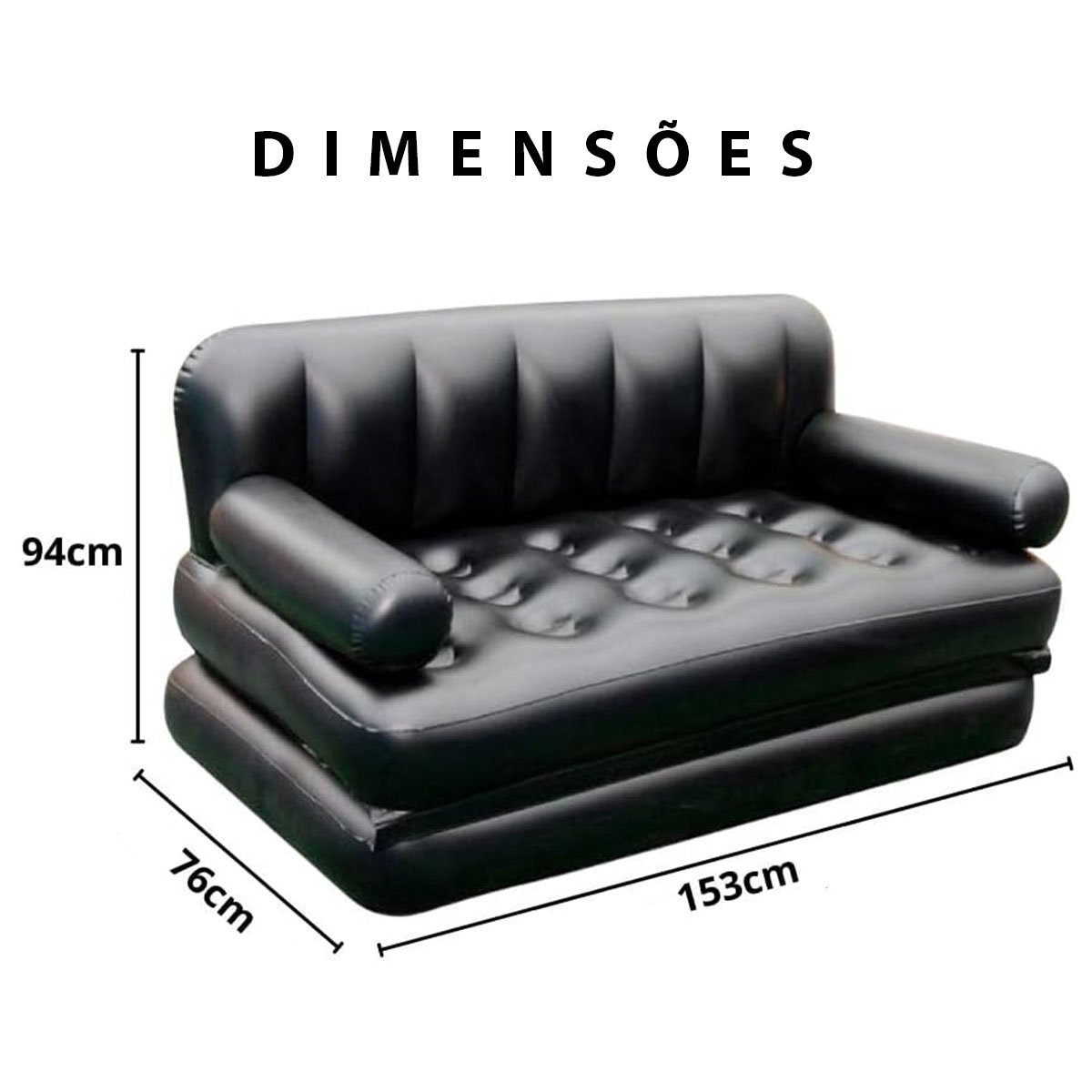 Sofa Cama Inflavel Grande Casal 5 em 1 Poltrona Casa Quarto Sala Estar Acampamento Jardim Multiuso D - 3