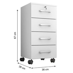 Kit 4 Gaveteiros para Escritório Gávea com Chave e 4 Livreiros Office Branco Fosco – Móveis Leão - 3