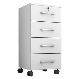 Kit 4 Gaveteiros para Escritório Gávea com Chave e 4 Livreiros Office Branco Fosco – Móveis Leão - 2