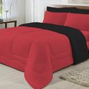 Ver imagem 1 de Edredom Dupla Face 100% Algodão Malha Queen Gran Moratta 01 Peça - Vermelho- Preto