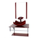 Ver imagem 1 de Gabinete de Vidro para Banheiro 60cm Ac Cuba Retangular Curvada Vermelho Cereja Full com Torneira Ca