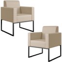 Ver imagem 1 de Kit 02 Poltronas Para Sala De Estar Base Fixa De Metal Helô L02 Facto Pérola Metalizado - Lyam