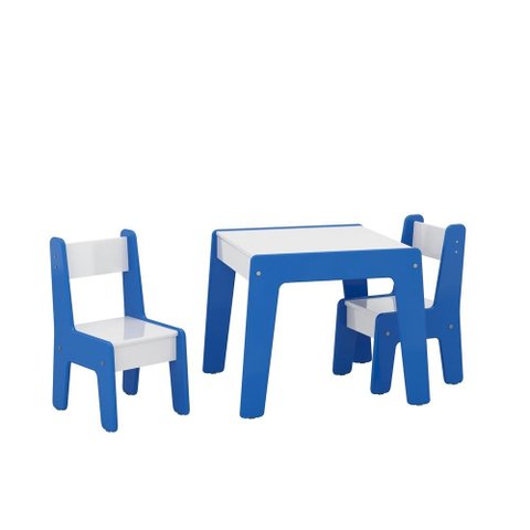 Conjunto Mesa Infantil 2 Cadeiras Mdf Diana Branco Azul Ofertamo