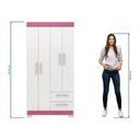 Ver imagem 4 de Guarda-roupa Solteiro Nt 6010 - Branco / Rosa - Notável