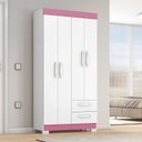 Ver imagem 2 de Guarda-roupa Solteiro Nt 6010 - Branco / Rosa - Notável