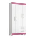 Ver imagem 1 de Guarda-roupa Solteiro Nt 6010 - Branco / Rosa - Notável