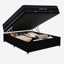 Ver imagem 1 de Cama Box com Baú Casal Royal Air Suede Preto com Colchão Molas Ensacadas Royal