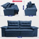 Ver imagem 3 de Sofá Retrátil e Reclinável 2,10m com Molas e Espuma D33 Thunder Velusoft Azul Cama Inbox