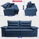 Ver imagem 3 de Sofá Retrátil e Reclinável 2,10m com Molas e Espuma D33 Thunder Velusoft Azul Cama Inbox