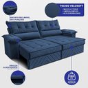 Ver imagem 2 de Sofá Retrátil e Reclinável 2,10m com Molas e Espuma D33 Thunder Velusoft Azul Cama Inbox