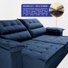 Sofá Retrátil e Reclinável 2,10m com Molas e Espuma D33 Thunder Velusoft Azul Cama Inbox - 4