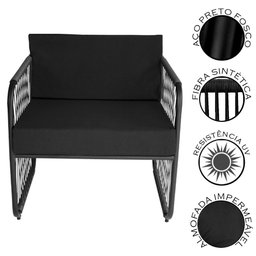Conjunto 2 Poltronas e 1 Namoradeira para Sala de Estar Córdova em Aço Carbono e Fibra Sintética Ace - 3