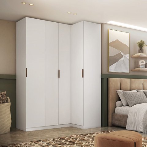 Guarda Roupa Canto Reto 4 Portas Mdf Altezza Clean Belmax:branco