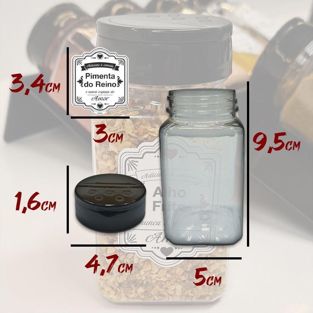 Kit 4 Suportes Acrílico Preto de Tempero 30 Rótulos 16 Potes - 7