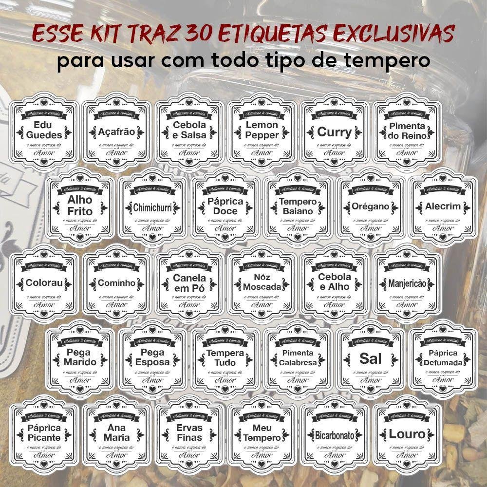 Kit 4 Suportes Acrílico Preto de Tempero 30 Rótulos 16 Potes - 6