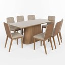 Ver imagem 2 de Conjunto Mesa de Jantar Olivia com Vidro e 8 Cadeiras Pietra Henn - Nature/corano Caramelo/creme