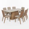 Conjunto Mesa de Jantar Olivia com Vidro e 8 Cadeiras Pietra Henn - Nature/corano Caramelo/creme - 2