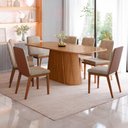 Ver imagem 1 de Conjunto Mesa de Jantar Olivia com Vidro e 8 Cadeiras Pietra Henn - Nature/corano Caramelo/creme
