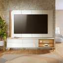 Ver imagem 1 de Rack Bancada e Painel Amalfi para Tv até 65 Polegadas com Pés de Madeira Off White Freijó Colibri