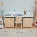 Ver imagem 4 de Escrivaninha Infantil Bancada Organizadora g - Dinossauro Kit Livro Educativo em Madeira - Pinus