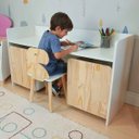 Ver imagem 3 de Escrivaninha Infantil Bancada Organizadora g - Dinossauro Kit Livro Educativo em Madeira - Pinus