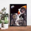 Ver imagem 2 de Quadro Decorativo Gatos Astronautas 33x24cm:Madeira preta