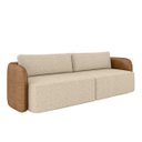 Ver imagem 2 de Sofá Living Sala de Estar Abel 220cm Bipartido Pés de Madeira Pu/linho Caramelo/bege G33 - Gran Belo