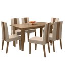 Ver imagem 1 de Mesa de Jantar Liz com 6 Cadeiras Estofadas Linea Suede Carvalho Poliman