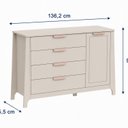 Ver imagem 3 de Comoda para Quarto Infantil 4 Gavetas Porta com Cabideiro Theo Bege/Areia/Rose