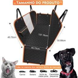 Capa Protetora Banco Traseiro Pet Cães Gatos Passagem Cinto - 7
