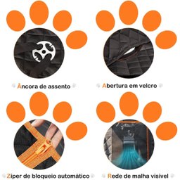 Capa Protetora Banco Traseiro Pet Cães Gatos Passagem Cinto - 5