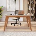 Ver imagem 1 de Escrivaninha Mesa Escritório 80cm Madeira Maciça Tampo com Vidro Elegance Cinamomo e Off White Branco