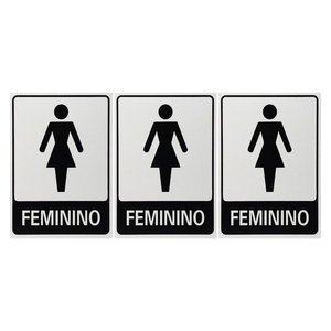 Combo 3 Placas De Sinalização Banheiro Feminino 15x20 Acesso - B-565 F9e