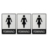 Combo 3 Placas De Sinalização Banheiro Feminino 15x20 Acesso - B-565 F9e - 1